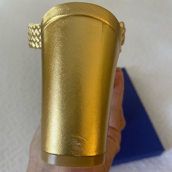 Stuart Weizmann Vicky Metallic Leather Sandals Gold - Picture 7 of 13